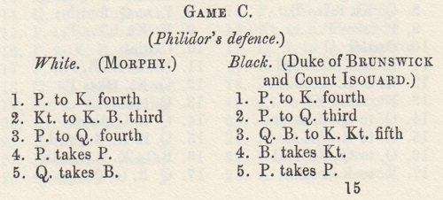 Morphy's Opera Game: P.C Morphy vs. Duke Karl / Count Isouard
