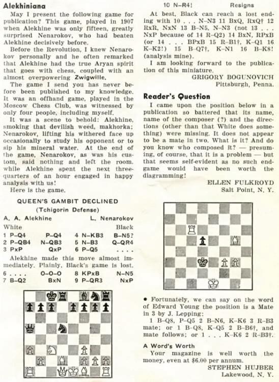 An Alekhine Blindfold Game by Edward Winter