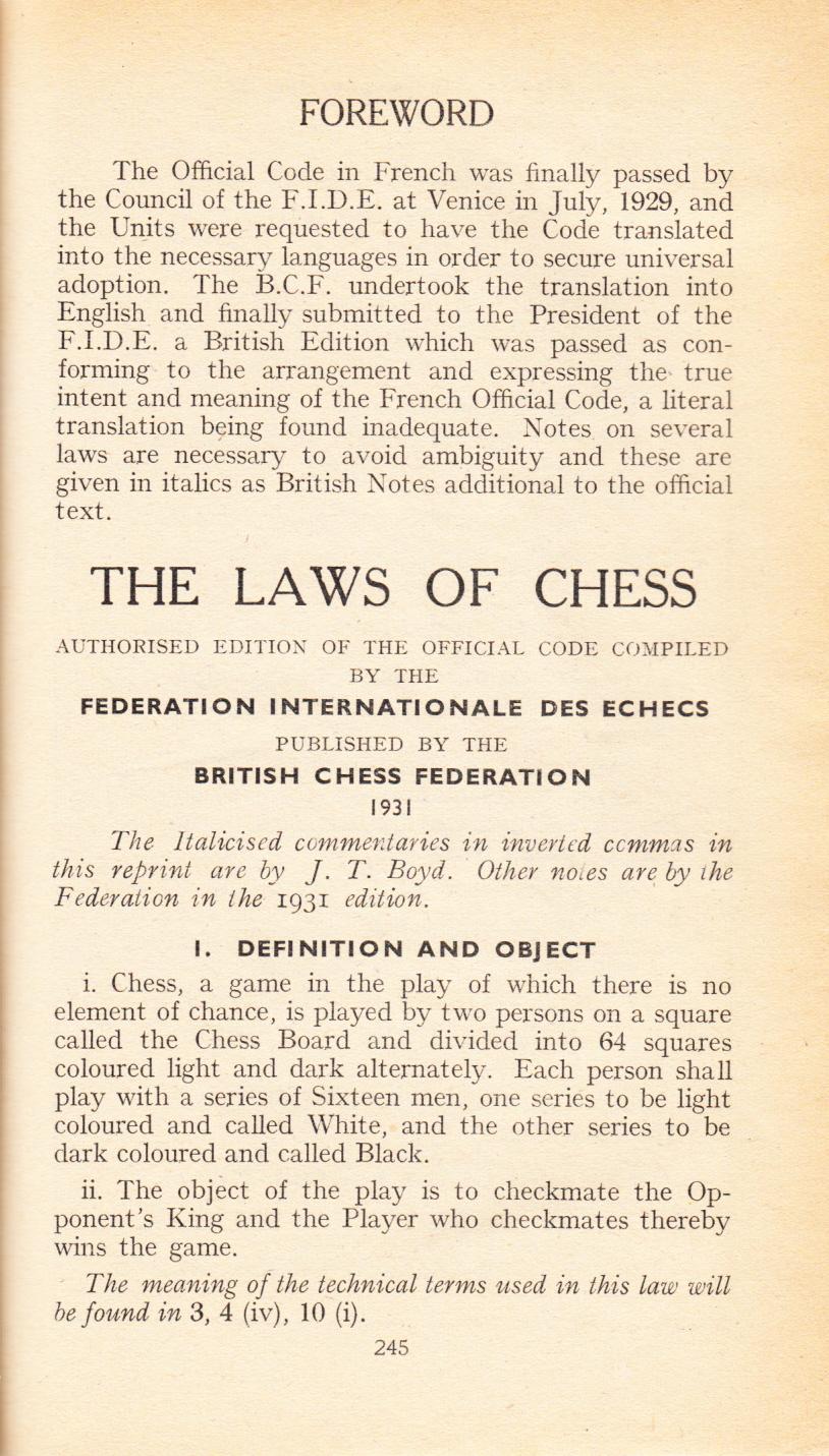 chess rules and regulations
