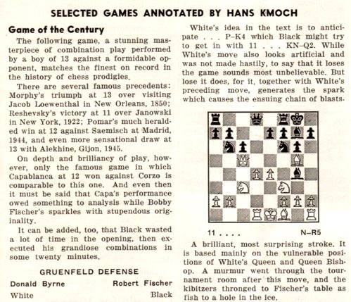 The Byrne v Fischer 'Game of the Century' by Edward Winter