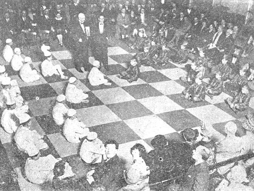 José Raúl Capablanca giving a 30 board simul in Berlin, June 1929