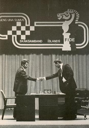 The Spassky-Fischer match (Reykjavík, 1972), with annotations from '64'.