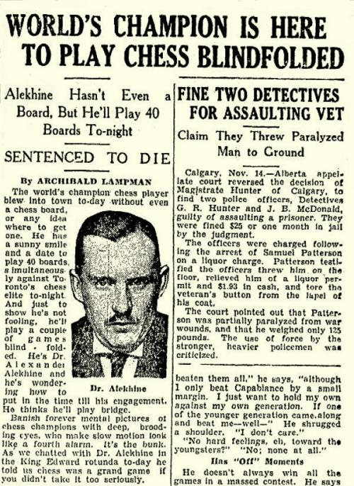 Articles about Alexander Alekhine by Edward Winter