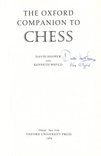 chess-The Oxford Companion to Chess - First Edition by David Hooper  &amp; Kenneth Whyld