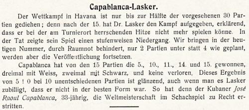 Lasker vs Capablanca. Havana 1921: World Championship Match