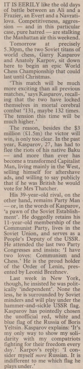 Karpov's Writings (article by Edward Winter)