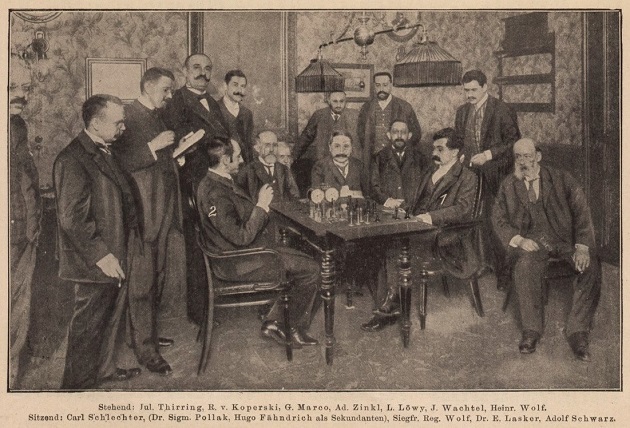 Capablanca seated far left, Marshall on the far right; unclear which  tournament, but at a guess somewhere between 1915 to 1920. #…