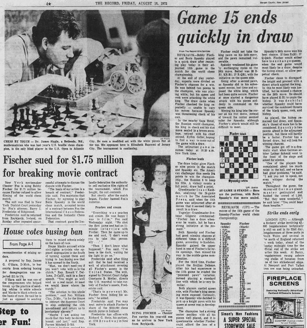 Bobby Fischer History Notes: Bobby Fischer's IQ of 123 Tested by